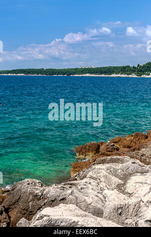 Plage sauvage à Pula, Croatie, Europe Banque D'Images