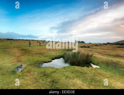 The Hurlers stone circle à larbins sur Bodmin Moor en Cornouailles Banque D'Images