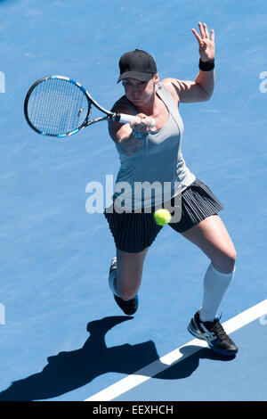 Melbourne, Australie. 23 Jan, 2015. Bethanie Mattek-Sands (USA) en action dans un 3ème match contre 3e : Simona de semences (ROU) au jour 5 de l'Australian Open 2015 Tournoi de tennis du grand chelem à Melbourne Park, Melbourne, Australie. Bas Sydney/Cal Sport Media. Remporté 6-4 7-5 : Credit : csm/Alamy Live News Banque D'Images