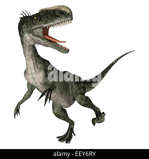 Numérique 3D render of a courir et crier Monolophosaurus dinosaure isolé sur fond blanc Banque D'Images