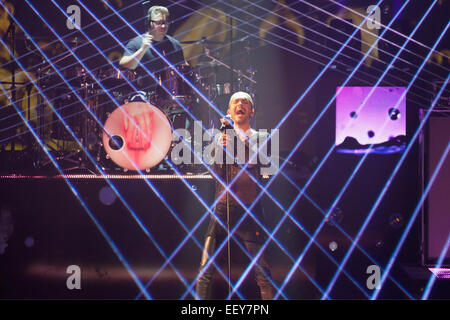 Le groupe de rock allemand Tokio Hotel au cours de l'émission de télévision allemande ZDF Wetten Dass à Erfurt, Thuringe, Allemagne, Europe Banque D'Images