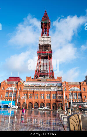 La tour de Blackpool s'appuyant sur l'œil un jour hivers,Lancashire, Angleterre Banque D'Images