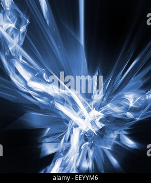Résumé fond futuriste. Explosion bleu clair sur noir Banque D'Images