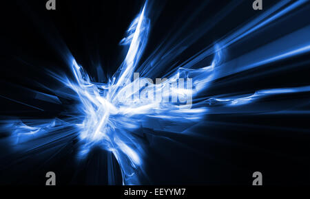 Résumé fond futuriste. Explosion bleu clair sur noir Banque D'Images