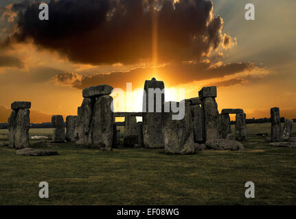 Stonehenge Lever du Soleil Banque D'Images