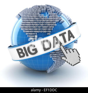 Le big data avec digital globe, rendu 3D Banque D'Images