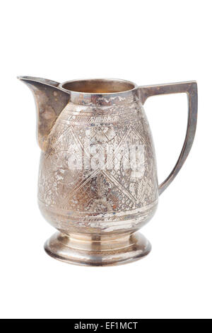 Retro Vintage silver creamer, pot à lait, isolated on white Banque D'Images