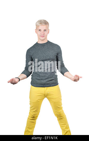 Beau Jeune homme tenant quelque chose Banque D'Images