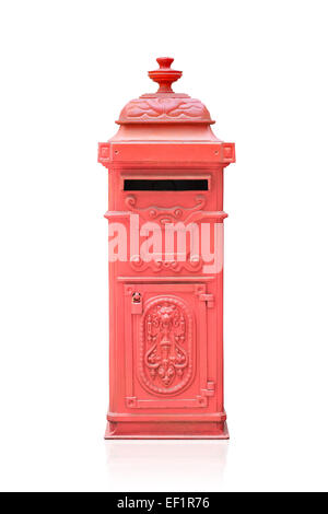 Retro red mail box isolated on white Banque D'Images