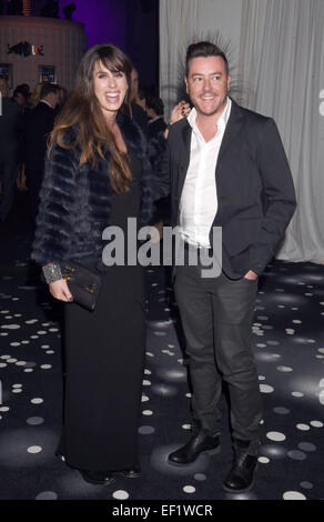 Entrepreneur autrichienne Rene Benko (R) et hife épouse Nathalie arrivent pour le Kitz Race Club Party 2015 à Kitzbuehel, Autriche, 24 janvier 2015. Photo : afp/Hoerhager Felix Banque D'Images