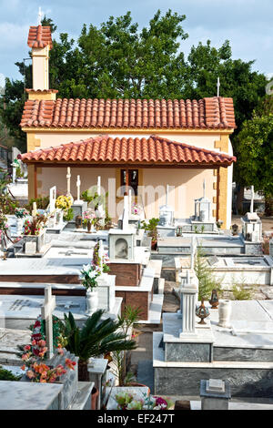 Cimetière à Galatas, Crète, Grèce Banque D'Images