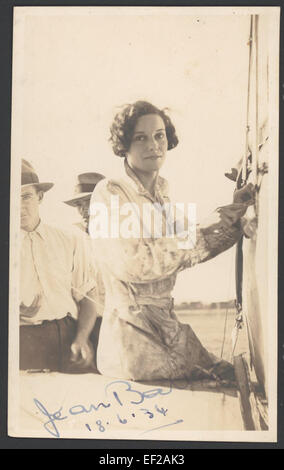 Portrait de Jean Batten, aviateur pionnier néo-zélandais. Elle est surtout connue pour ses vols en solo entre l'Angleterre et la Nouvelle-Zélande, qui ont établi plusieurs records dans les années 1930 Banque D'Images