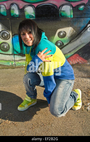 Break Dancing girl Banque D'Images