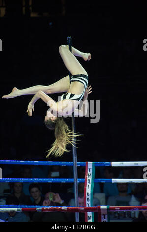 Italie Piémont Turin Palasport Palaruffini 2015 24 janvier 2015 Thai Box Mania Event -Pole Dance par Valeria Bonalume Banque D'Images