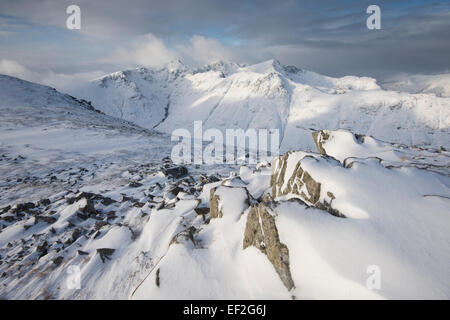 Buachaille Etive Beag vue de vers Bidean nam Bian, Glencoe, Ecosse Banque D'Images