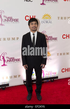 Doral, FL, USA. 25 Jan, 2015. Miami, FL - Jan 25 : Manny Pacquiao assiste au défilé de Miss Univers 63e congrès annuel tenu à National Trump Doral Miami le 25 janvier 2015 à Miami, FL. Crédit : Andrew Patron/ZUMA/Alamy Fil Live News Banque D'Images