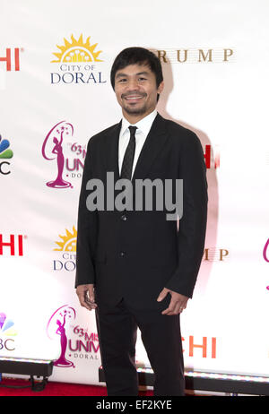 Doral, FL, USA. 25 Jan, 2015. Miami, FL - Jan 25 : Manny Pacquiao assiste au défilé de Miss Univers 63e congrès annuel tenu à National Trump Doral Miami le 25 janvier 2015 à Miami, FL. Crédit : Andrew Patron/ZUMA/Alamy Fil Live News Banque D'Images