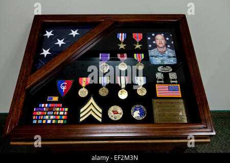 US Army National Guard décédé Veteran's award shadow box - USA Banque D'Images