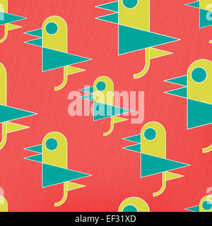 Silhouette oiseau rigolo motif transparent sur fond rose. poulet style cartoon wallpaper Banque D'Images