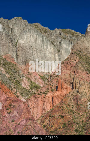 Falaises colorées dans la vallée Quebrada de Humahuaca en Argentine, province de Jujuy Banque D'Images