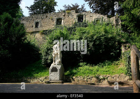 Monument de William Shakespeare à Weimar. Il est le seul sur le continent européen et il est sculpté dans du marbre de Carrare. De la main droite il tient un livre dans sa main gauche une branche de rose. Photo : Klaus Nowottnick Date : juillet 26, 2014 Banque D'Images