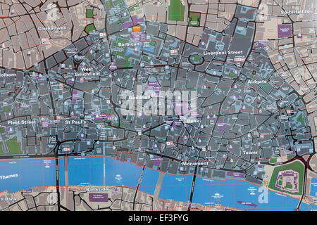 L'Angleterre, Londres, Plan des rues de la ville de Londres Banque D'Images