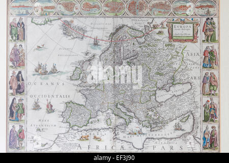 Carte de l'Europe du 17ème siècle par Blaeuw Banque D'Images