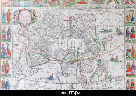 17e siècle Carte de l'Asie par Blaeuw Banque D'Images