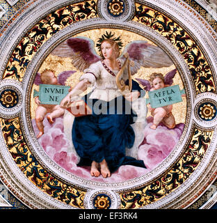 Plafond de la Stanza della Segnatura Poèmes 1508 Chambres de Raphaël (tanze di Raffaello) Raffaello Sanzio da Urbino 1483 - 1520 fresco appartements pontificaux Vatican Rome Italie Banque D'Images