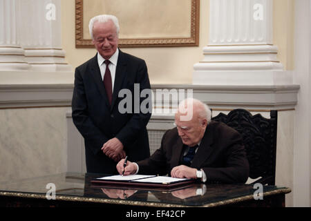 Athènes, Grèce. 26 janvier, 2015. Assermentation du nouveau Premier Ministre Alexis Tsipras au palais présidentiel à Athènes, Grèce Le 26 janvier 2015. Credit : Konstantinos Tsakalidis/Alamy Live News Banque D'Images