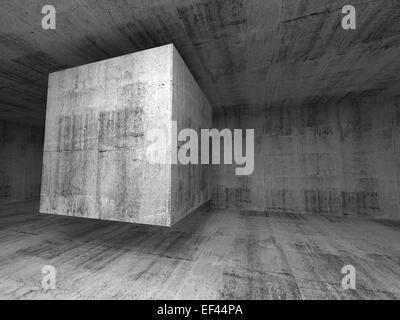 Résumé de béton gris foncé prix background illustration 3d cube avec le vol. Banque D'Images