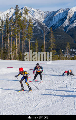 Course de ski à Canmore Nordic Centre Provincial Park et Canmore, Alberta, Canada Banque D'Images