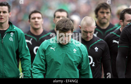 L'Irlande Brian O'Driscoll et ses coéquipiers avant leur match contre le Pays de Galles dans les Six Nations rugby union international match à Croke Park, Dublin, Irlande, Samedi, Mars. 13, 2010. Banque D'Images