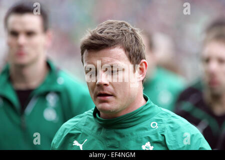 L'Irlande Brian O'Driscoll et ses coéquipiers avant leur match contre le Pays de Galles dans les Six Nations rugby union international match à Croke Park, Dublin, Irlande, Samedi, Mars. 13, 2010. Banque D'Images