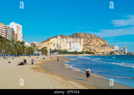 Playa del Postiguet, Alicante, Alicante, Costa Blanca, Espagne Banque D'Images