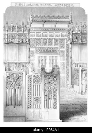 1852 Kings College de l'Université d'Aberdeen de l'intérieur de la chapelle Banque D'Images