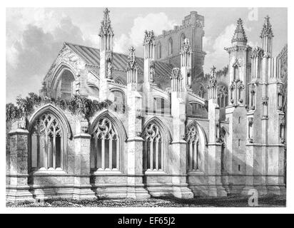 1852 St Mary's abbaye de Melrose Ordre Cistercien Roxburghshire Scottish Borders ruine ruiné Banque D'Images