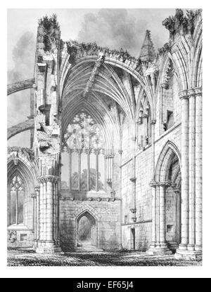 1852 St Mary's abbaye de Melrose Ordre Cistercien Roxburghshire Scottish Borders Transept ruiné ruine Banque D'Images