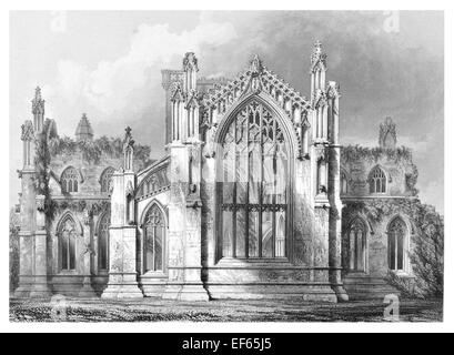 1852 St Mary's abbaye de Melrose Ordre Cistercien Roxburghshire Scottish Borders ruine ruiné Banque D'Images