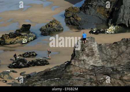 Septembre 2014 Le Bedruthan Steps et plage de Bedruthan, Cornwall. Pic Mike Walker, Mike Walker Images Banque D'Images