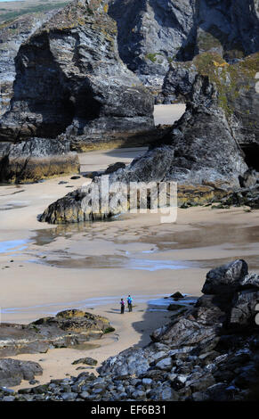 Septembre 2014 Le Bedruthan Steps et plage de Bedruthan, Cornwall. Pic Mike Walker, Mike Walker Images Banque D'Images