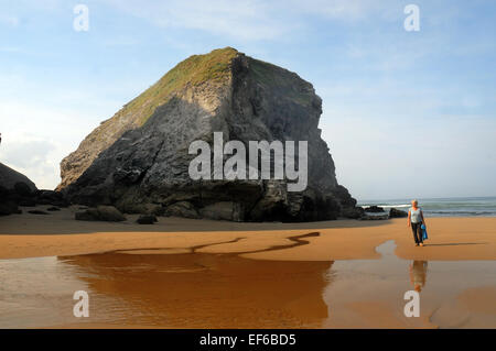 Septembre 2014 Le Bedruthan Steps et plage de Bedruthan, Cornwall. Pic Mike Walker, Mike Walker Images Banque D'Images