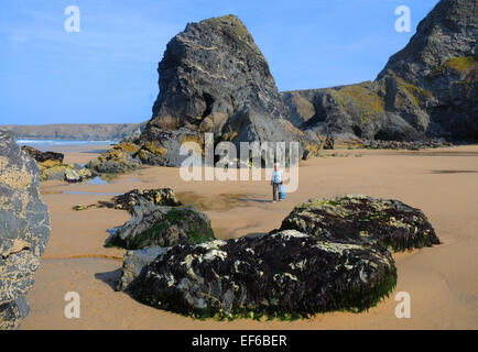 Septembre 2014 Le Bedruthan Steps et plage de Bedruthan, Cornwall. Pic Mike Walker, Mike Walker Images Banque D'Images