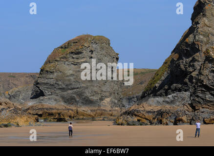 Septembre 2014 Le Bedruthan Steps et plage de Bedruthan, Cornwall. Pic Mike Walker, Mike Walker Images Banque D'Images