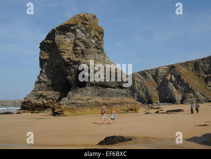 Septembre 2014 Le Bedruthan Steps et plage de Bedruthan, Cornwall. Pic Mike Walker, Mike Walker Images Banque D'Images