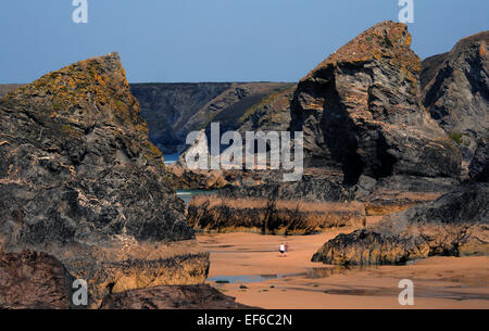 Septembre 2014 Le Bedruthan Steps et plage de Bedruthan, Cornwall. Pic Mike Walker, Mike Walker Images Banque D'Images