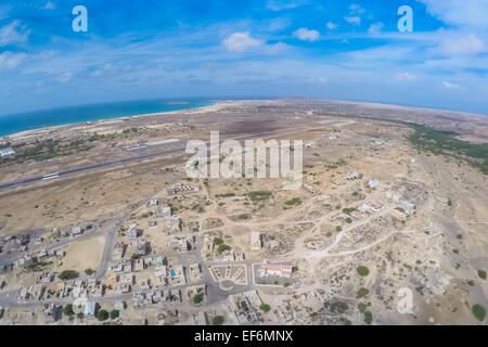 Vue aérienne - près de la ville de Rabil désert Viana, Boa Vista - Cap Vert Banque D'Images