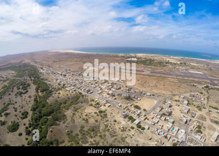 Vue aérienne - près de la ville de Rabil désert Viana, Boa Vista - Cap Vert Banque D'Images