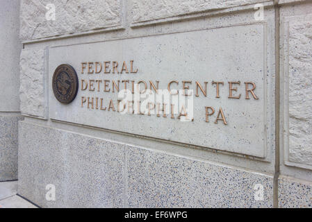 Centre de détention fédéral signe Philadelphie PA Banque D'Images