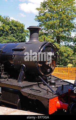 Petites Prairies Locomotive 4500 Class 2-6-2T le nombre 4566 British Railways en noir, Severn Valley Railway, Arley, England, UK Banque D'Images